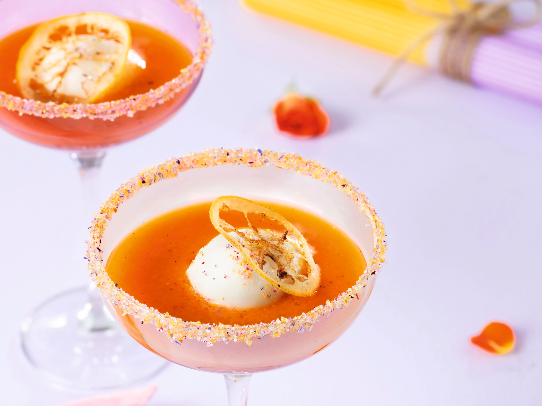 Marillen Daiquiri mit Zitronensorbet 